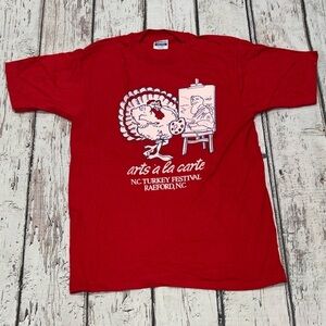 Vintage North Carolina Turkey Festival 1980s Red Graphic 80s Tee Top Shirt